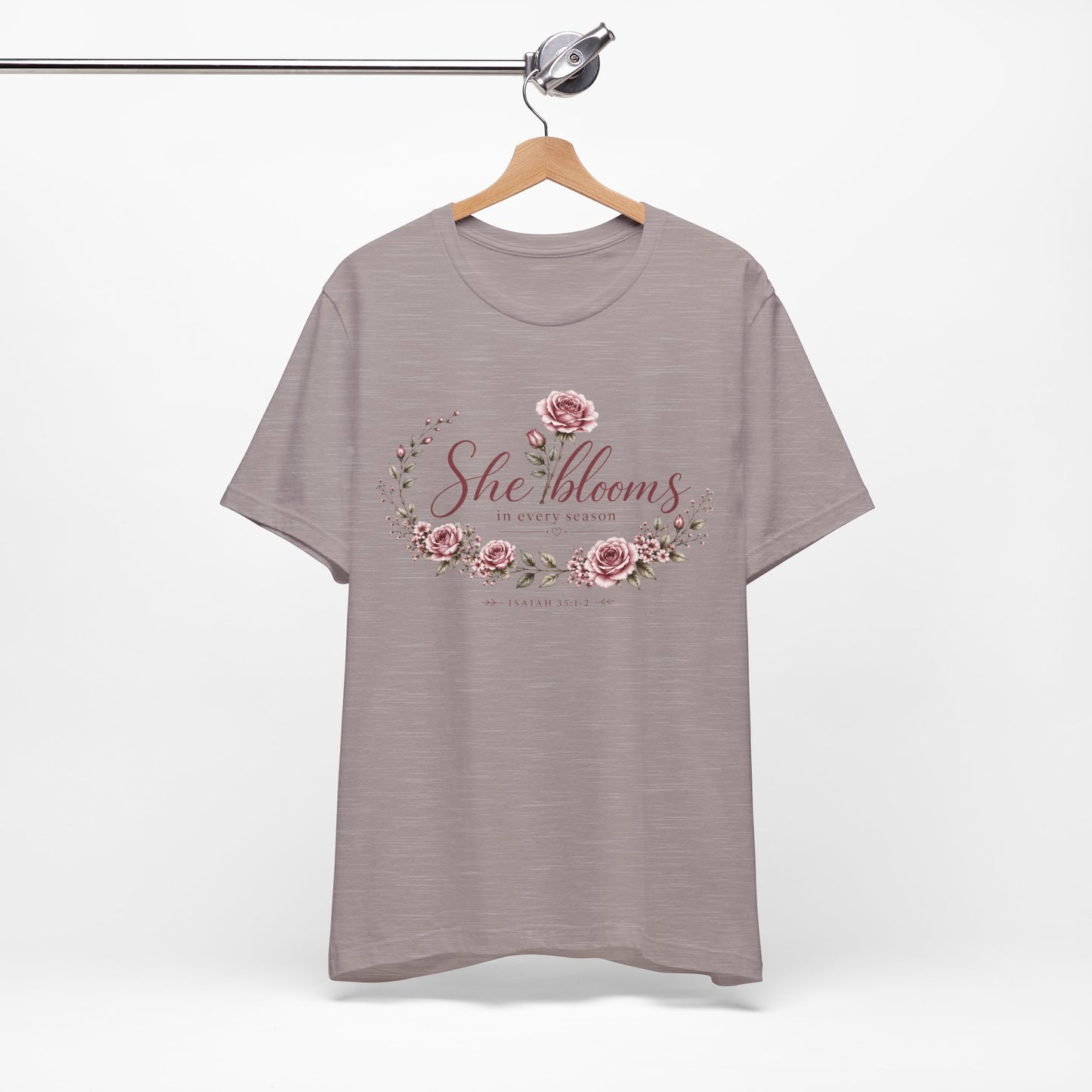 She Blooms in Every Season™ | Signature Floral Faith Tee