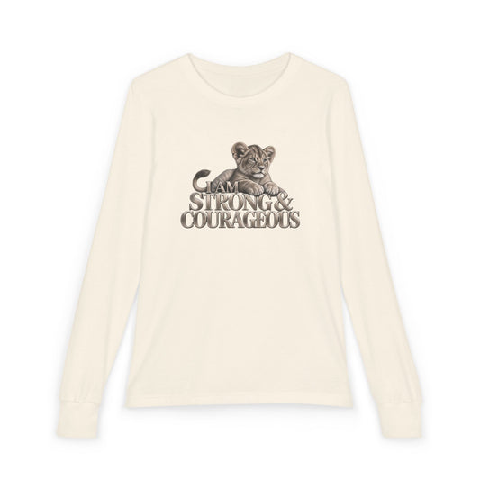 I Am Strong & Courageous Youth Long Sleeve Tee