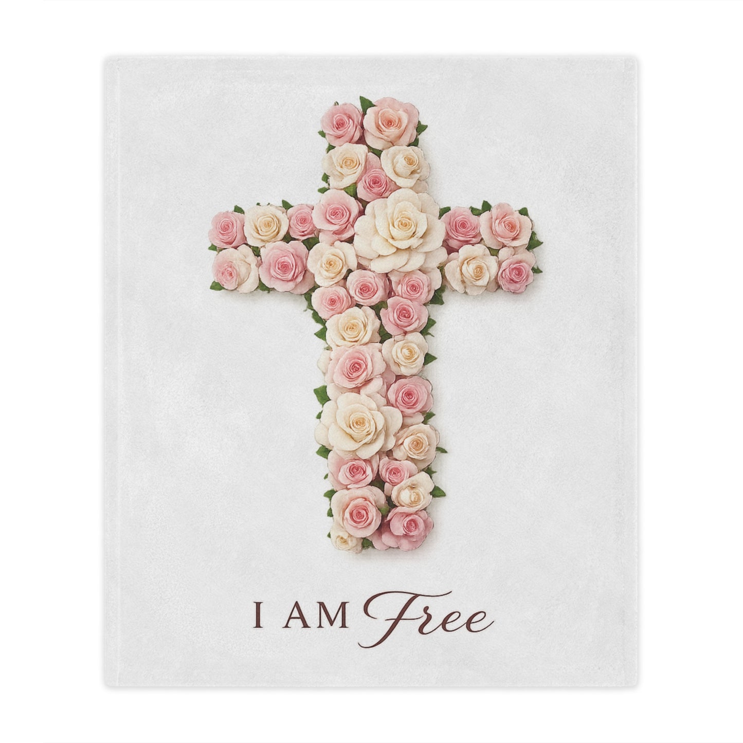 “I Am Free Floral Cross Plush Blanket-Faith Inspired Christian Home Decor