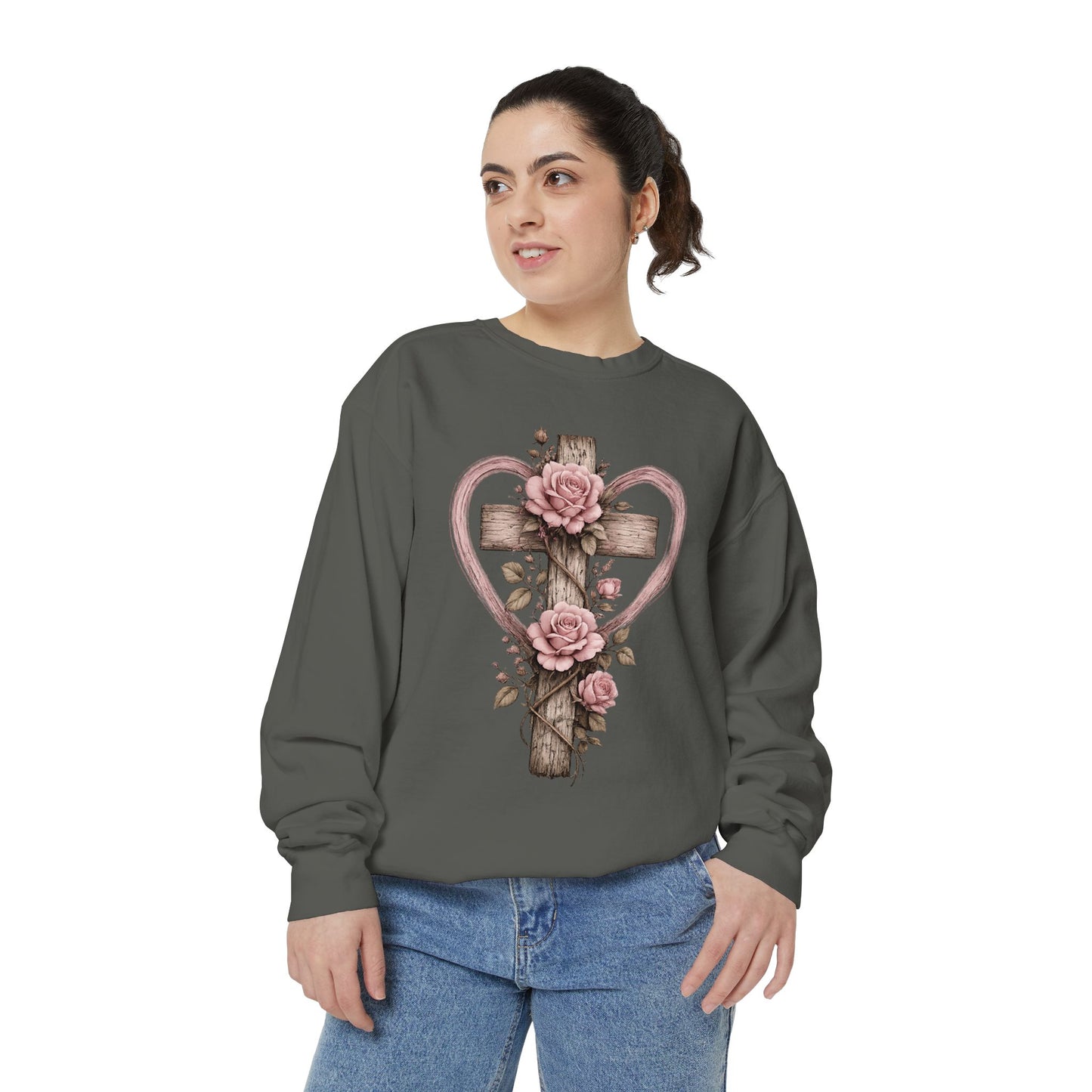 Proverbs 31 Floral Cross Sweatshirt | Feminine Christian Crewneck | Vintage Faith-Inspired Sweater | Rustic Cross & Rose Christian Apparel