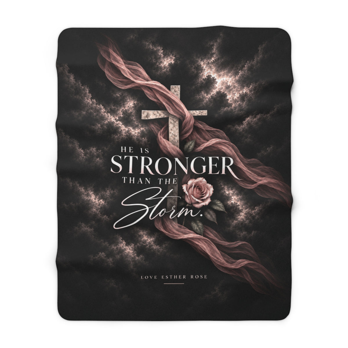 He Is Stronger Than the Storm Luxe Sherpa Blanket | 60×80
