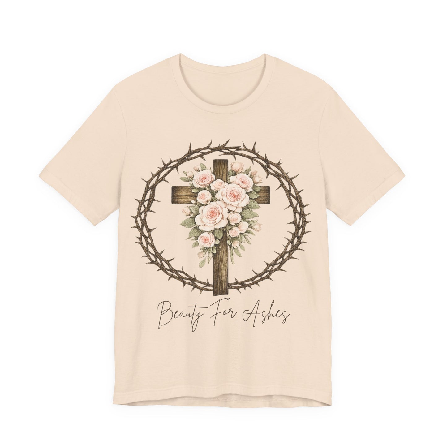 Beauty for Ashes  Soft Vintage Floral Cross Tee