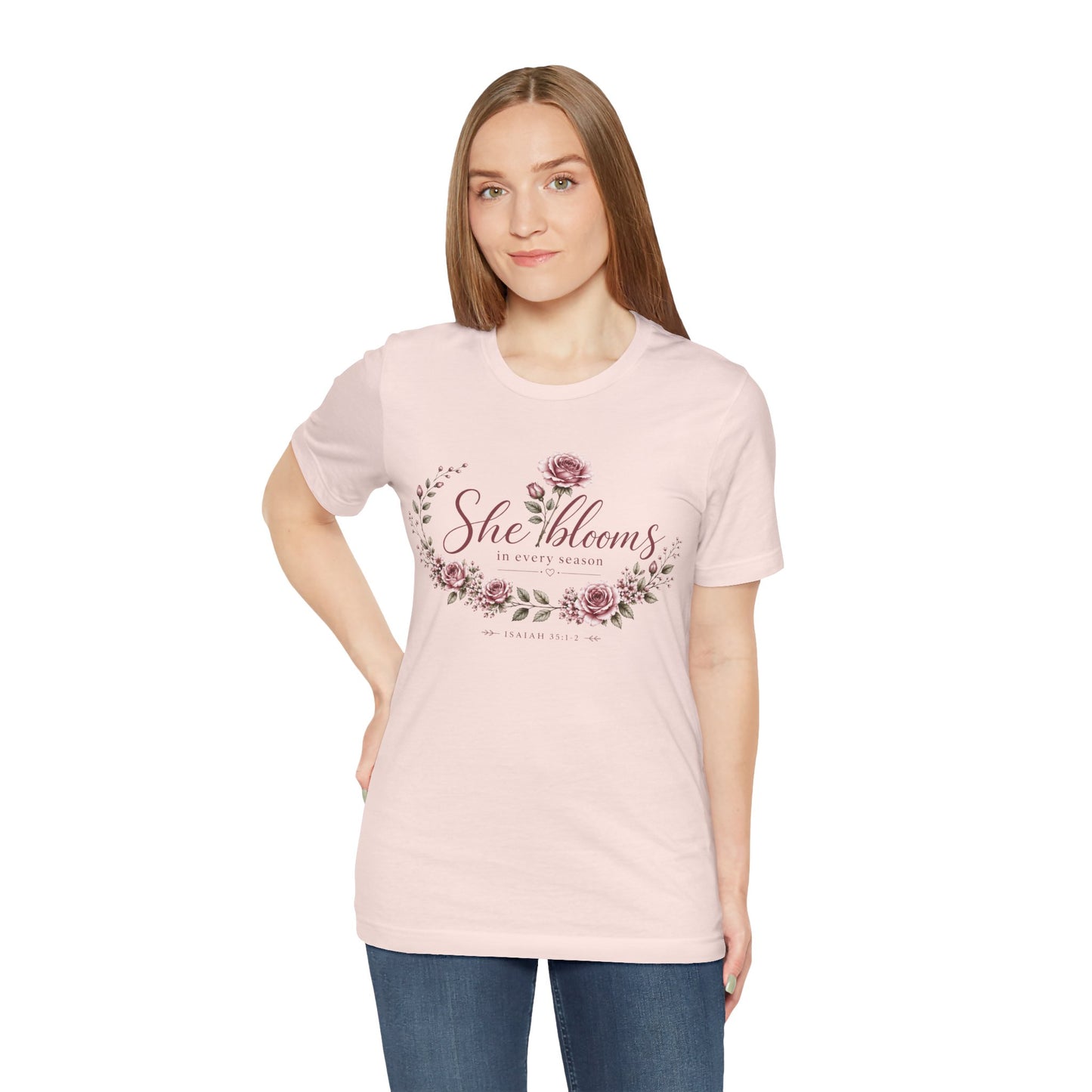 She Blooms in Every Season™ | Signature Floral Faith Tee
