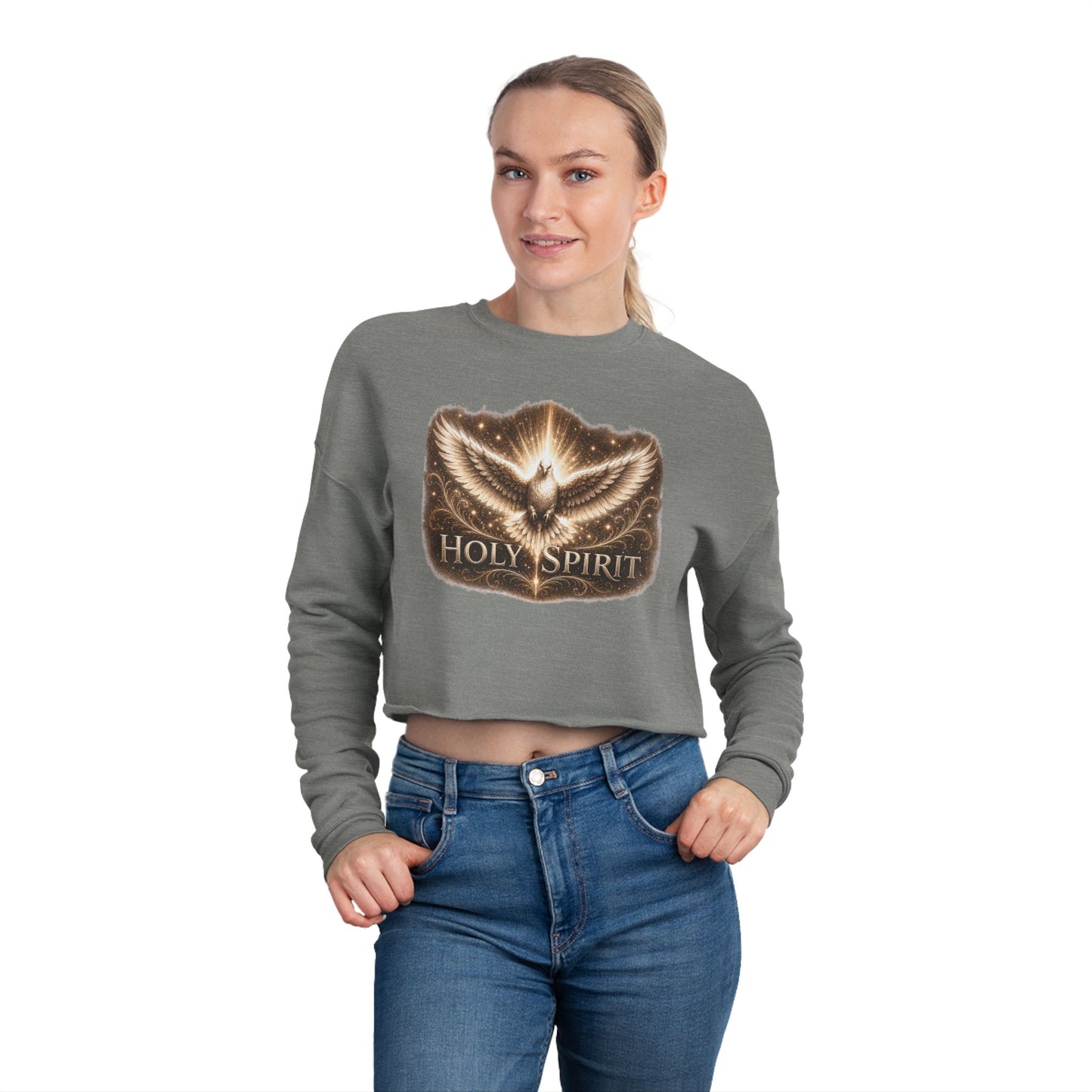 Holy Spirit Dove Cropped Sweatshirt — Women's Faith Graphic Top