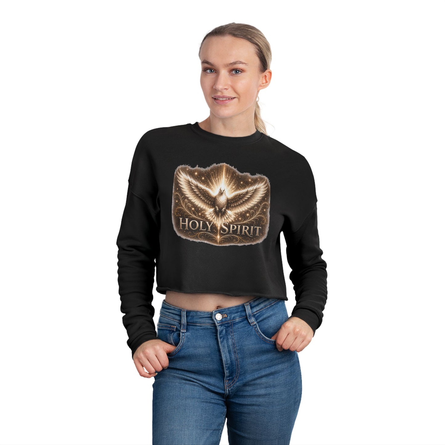 Holy Spirit Dove Cropped Sweatshirt — Women's Faith Graphic Top