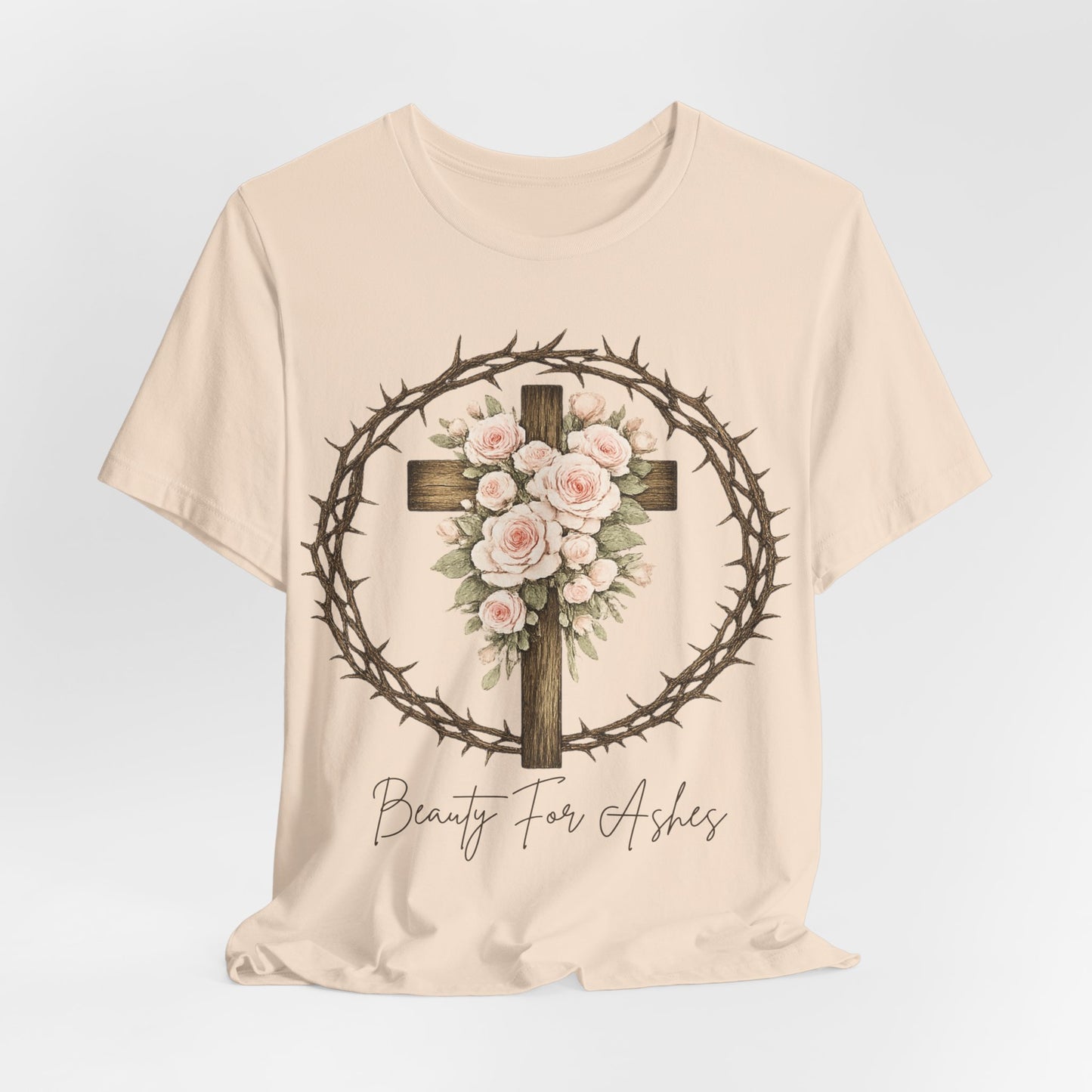 Beauty for Ashes  Soft Vintage Floral Cross Tee