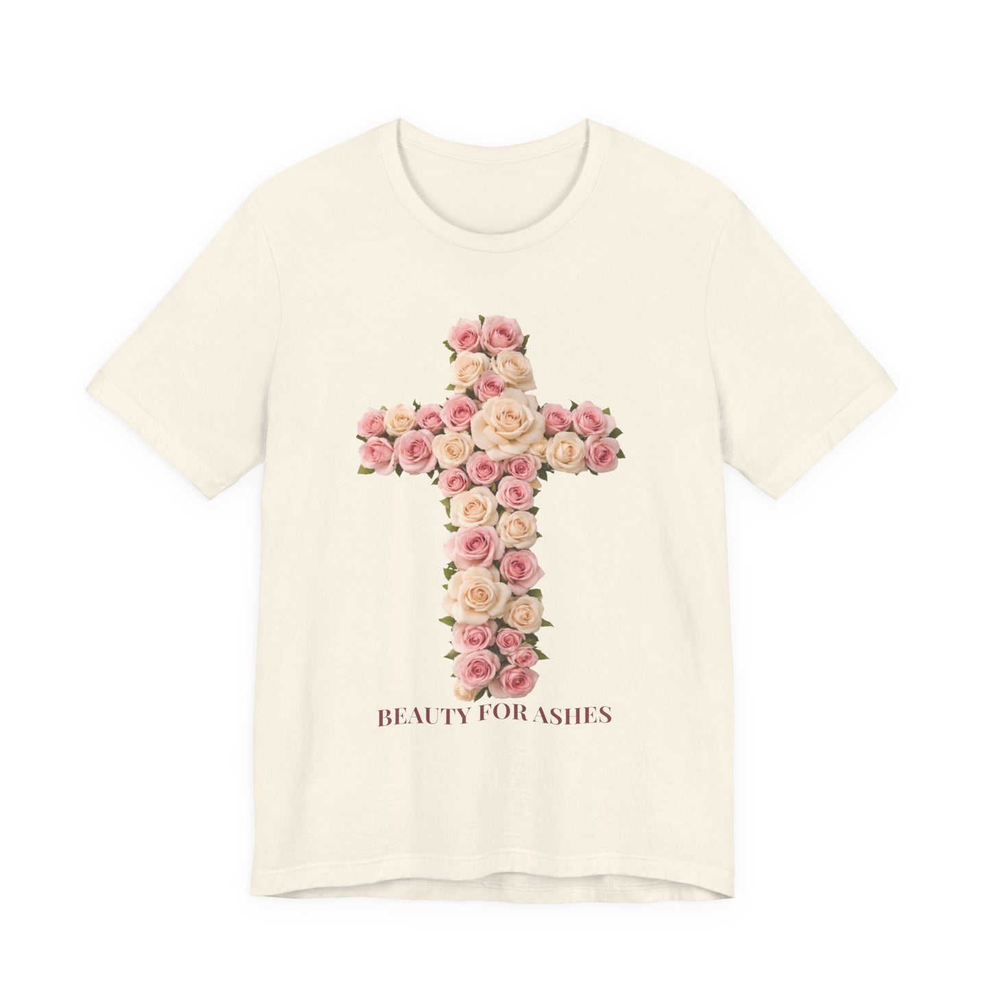 Beauty for Ashes Floral Cross Tee | Christian Shirt for Women | Isaiah 61:3 Inspired | Feminine Faith Apparel