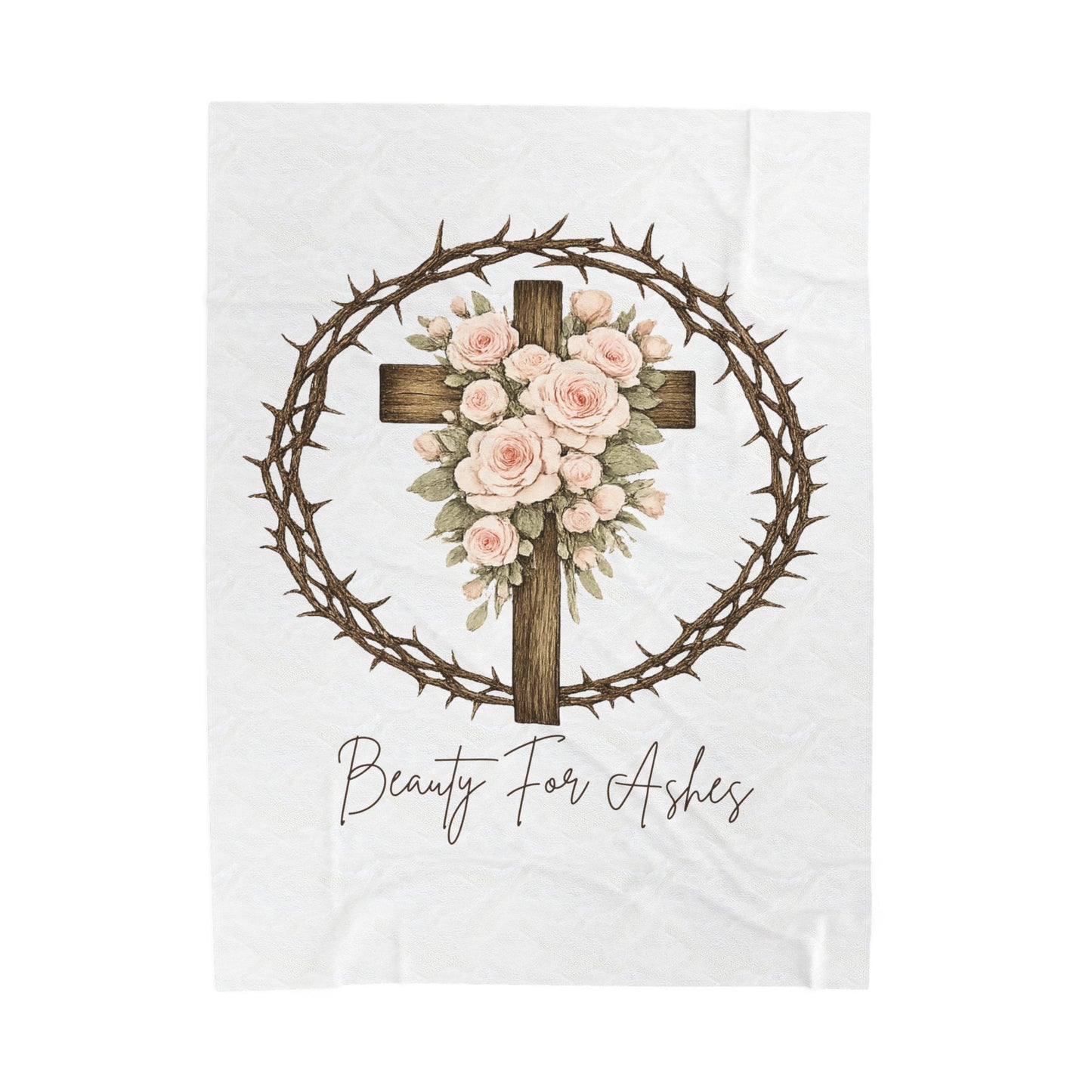 Beauty for Ashes Christian Blanket | Floral Cross Faith Throw | Scripture Inspired Cozy Blanket | Christian Gift for Women | Home Decor
