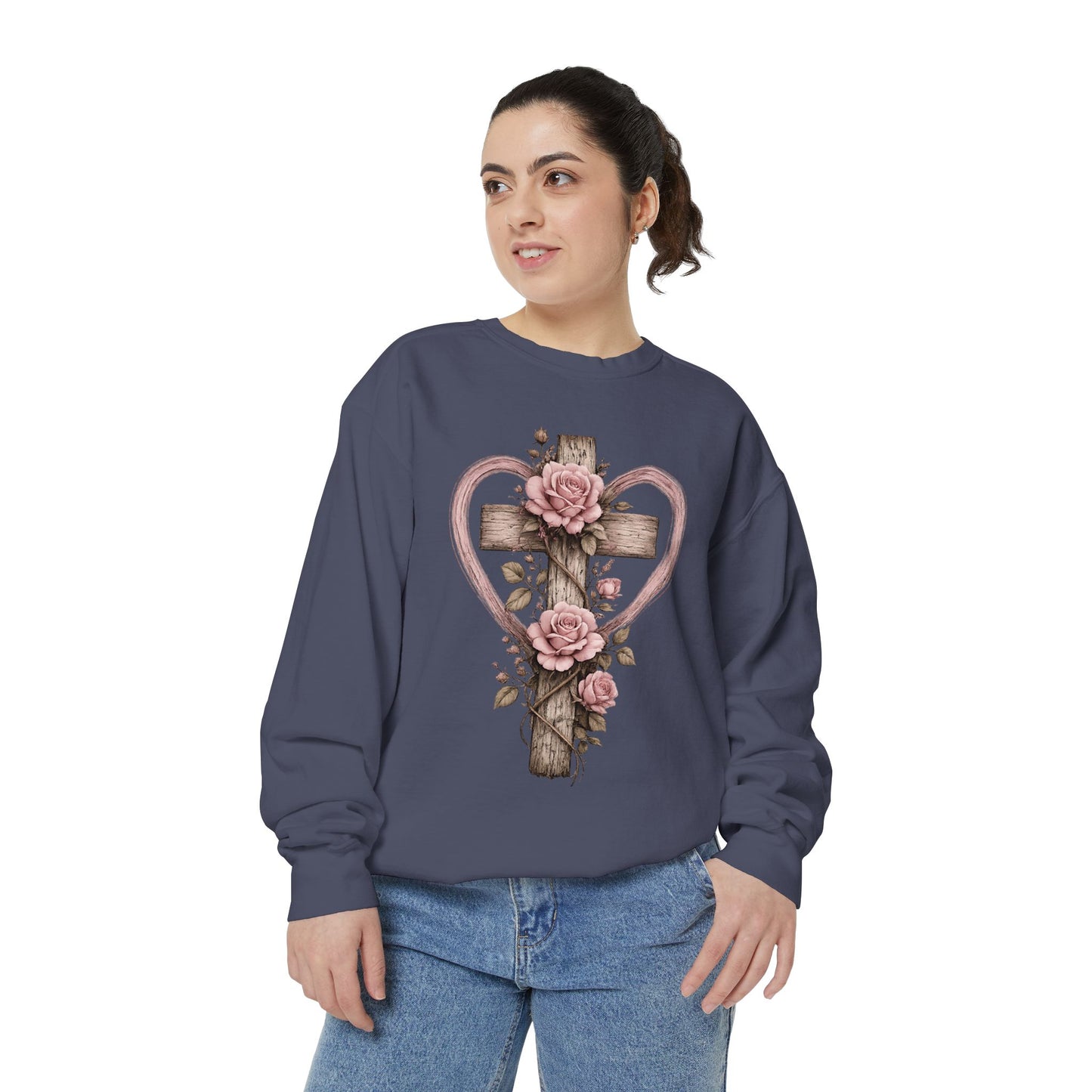 Proverbs 31 Floral Cross Sweatshirt | Feminine Christian Crewneck | Vintage Faith-Inspired Sweater | Rustic Cross & Rose Christian Apparel