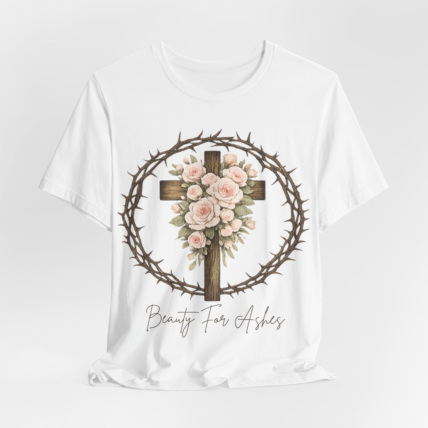Beauty for Ashes  Soft Vintage Floral Cross Tee