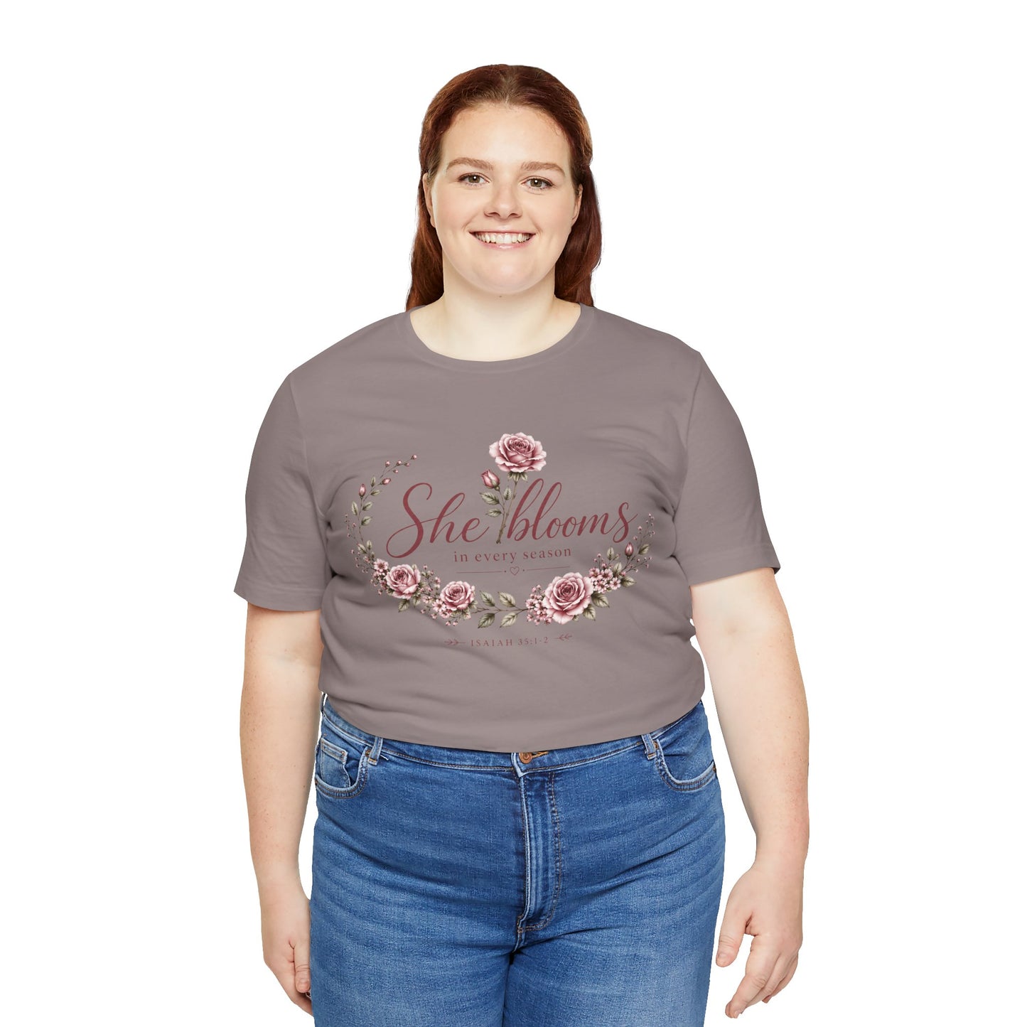 She Blooms in Every Season™ | Signature Floral Faith Tee