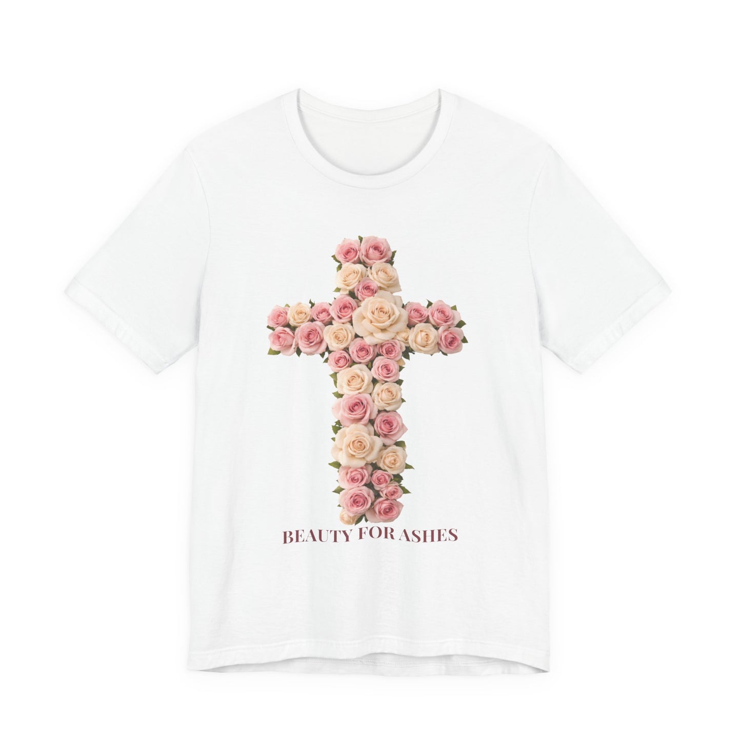 Beauty for Ashes Floral Cross Tee | Christian Shirt for Women | Isaiah 61:3 Inspired | Feminine Faith Apparel
