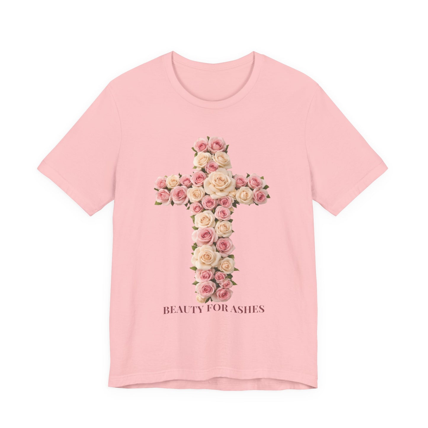 Beauty for Ashes Floral Cross Tee | Christian Shirt for Women | Isaiah 61:3 Inspired | Feminine Faith Apparel