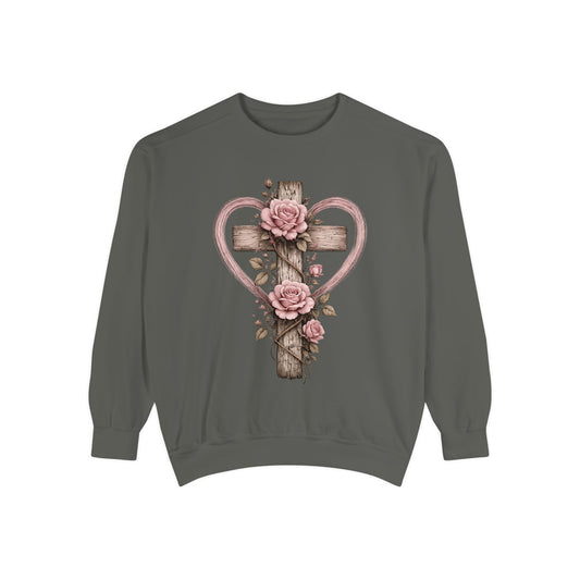Proverbs 31 Floral Cross Sweatshirt | Feminine Christian Crewneck | Vintage Faith-Inspired Sweater | Rustic Cross & Rose Christian Apparel