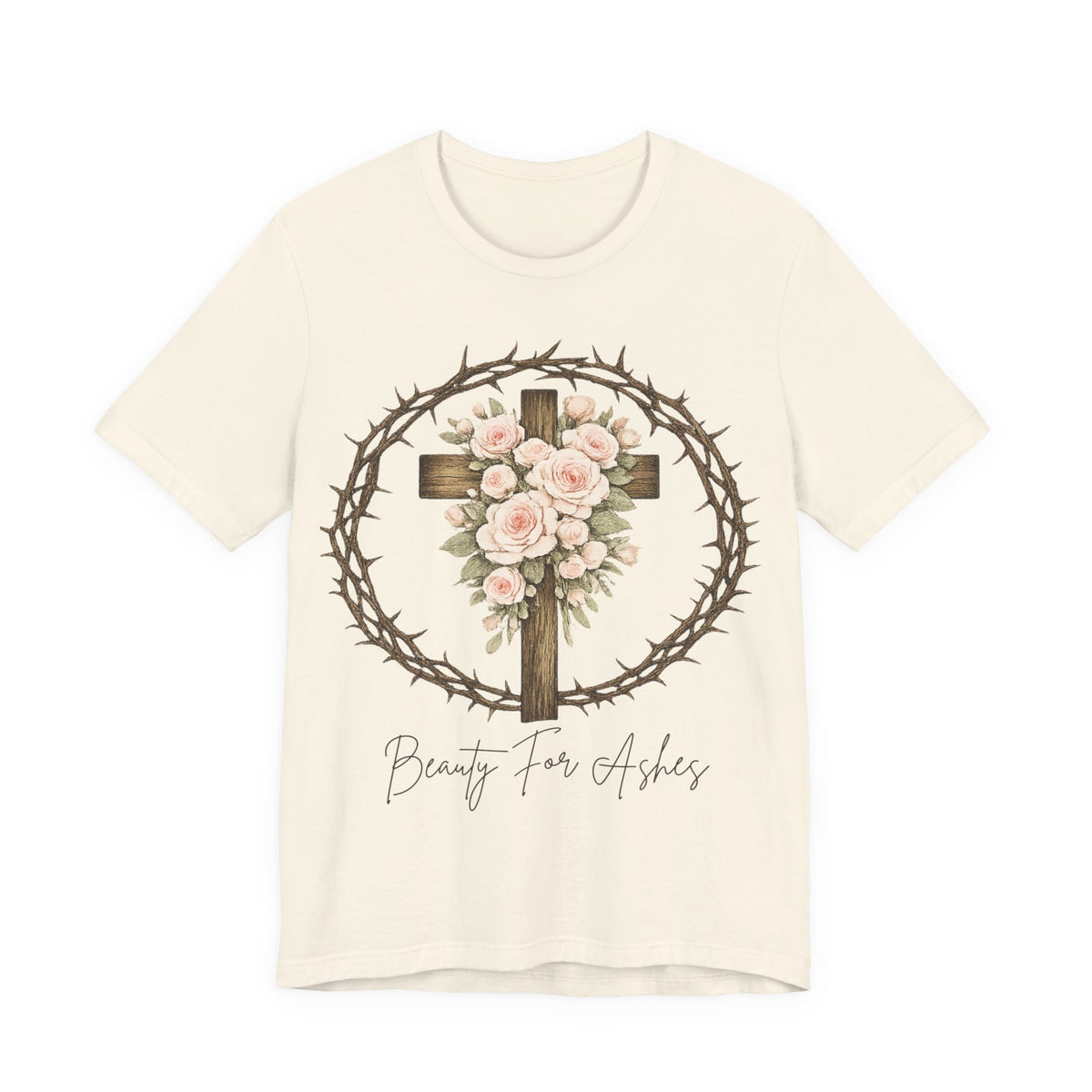 Beauty for Ashes  Soft Vintage Floral Cross Tee