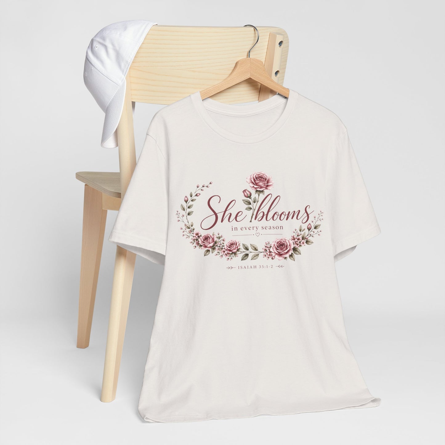 She Blooms in Every Season™ | Signature Floral Faith Tee