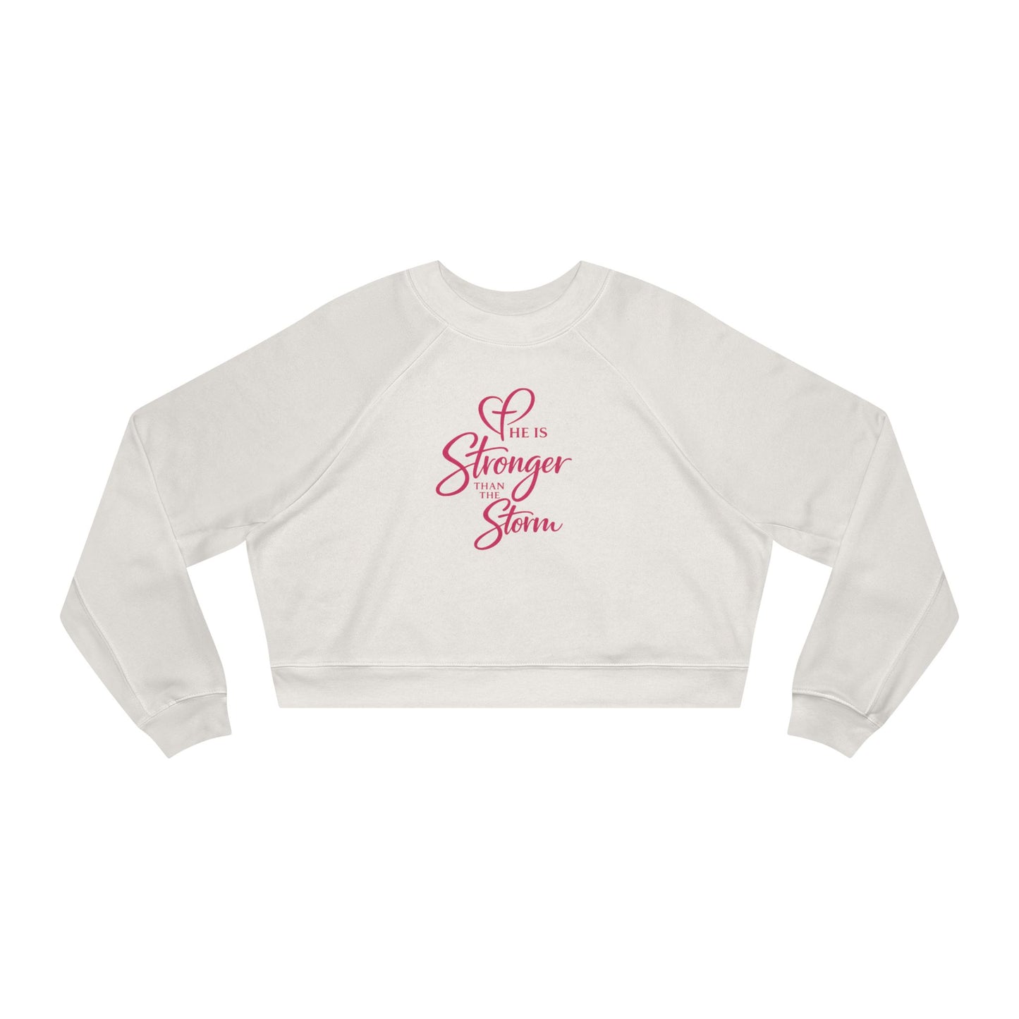 He Is Stronger Than the Storm Cropped Sweatshirt | Faith-Based Women’s Apparel | Christian Statement Pullover