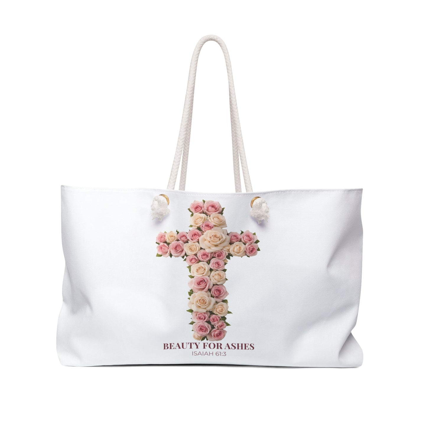 Copy of Beauty for Ashes Floral Cross Tote Bag | Isaiah 61:3 Christian Tote | Faith-Based Gift for Women