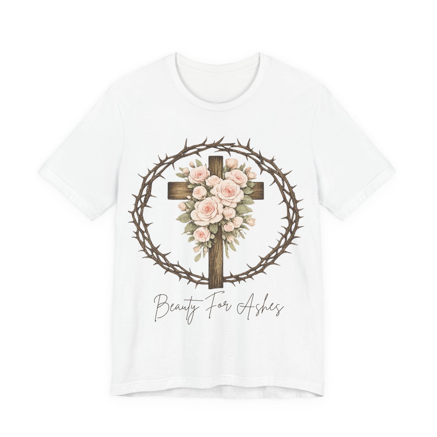 Beauty for Ashes  Soft Vintage Floral Cross Tee