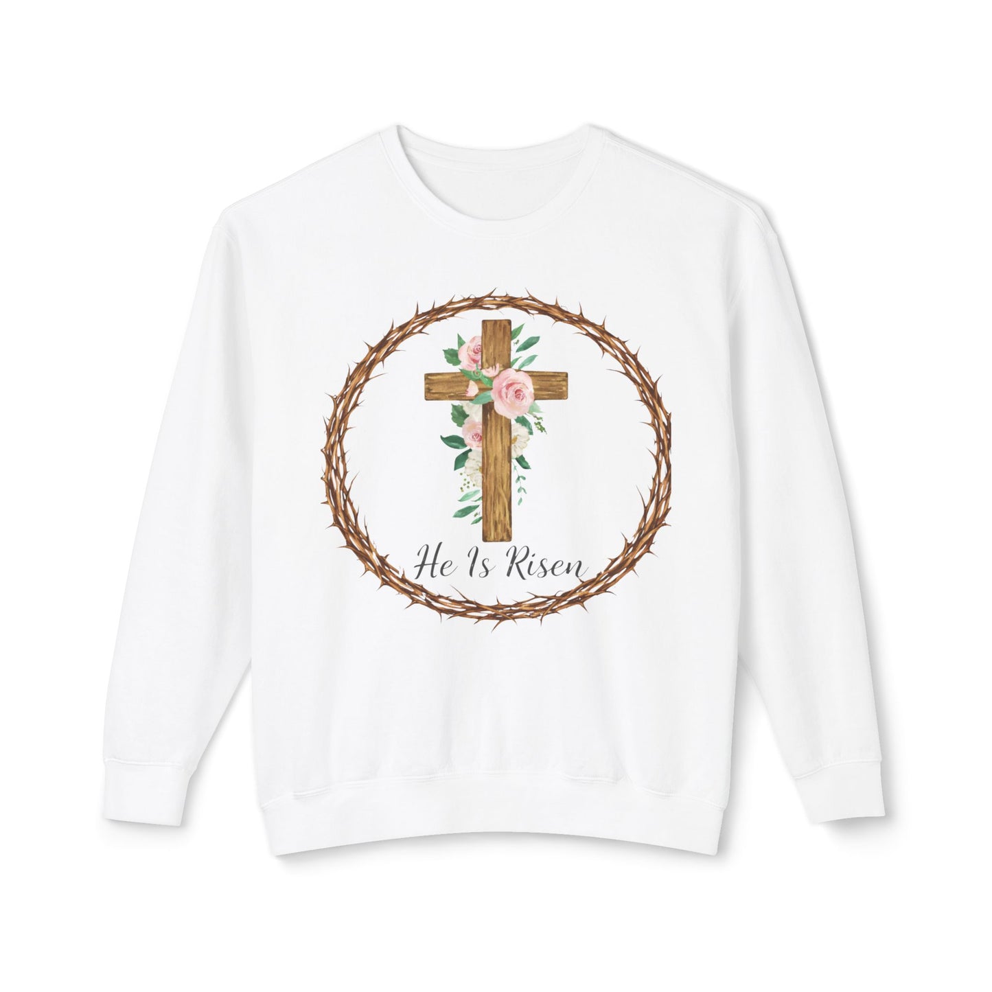 He Is Risen Floral Cross Crewneck Sweatshirt