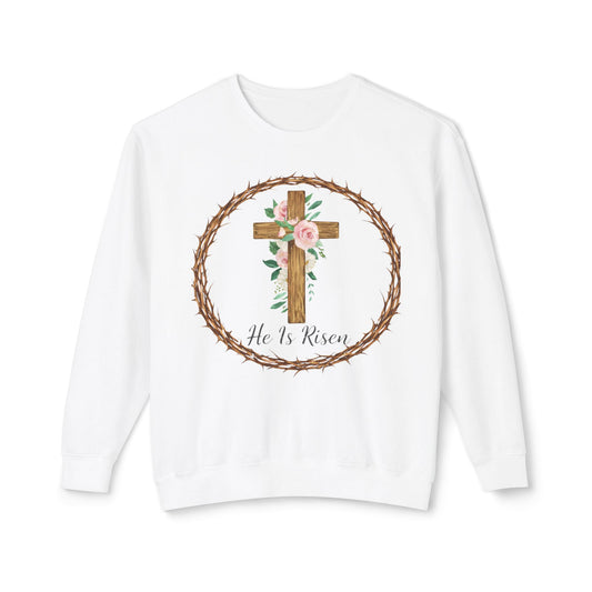 He Is Risen Floral Cross Crewneck Sweatshirt