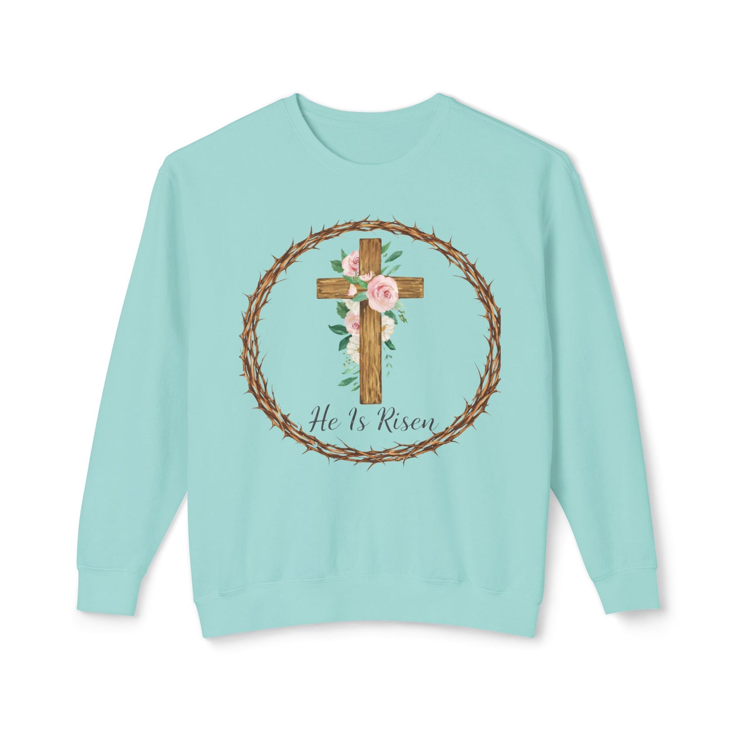He Is Risen Floral Cross Crewneck Sweatshirt